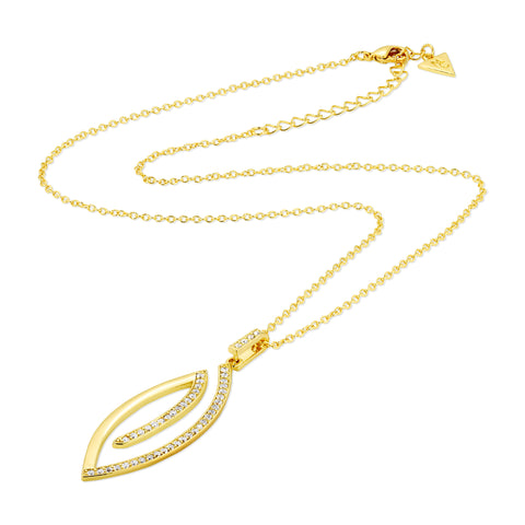 Pavé Leaf Pendant Necklace
