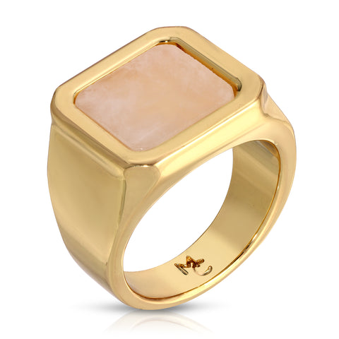 Peach Moonstone Signet Ring