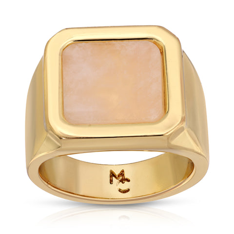 Peach Moonstone Signet Ring