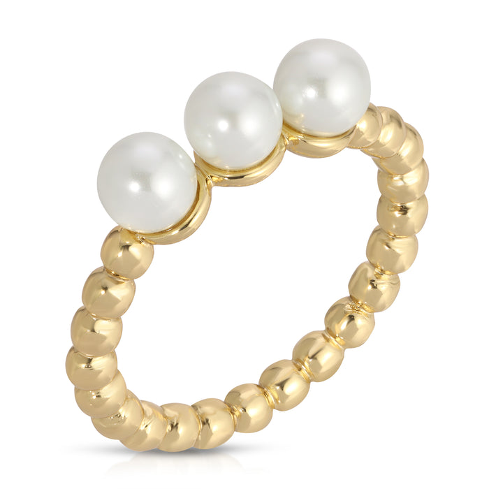 Pearl Beaded Ring, Set of 2