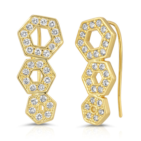 Pavé Honeycomb Ear Climber