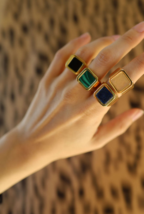 Peach Moonstone Signet Ring